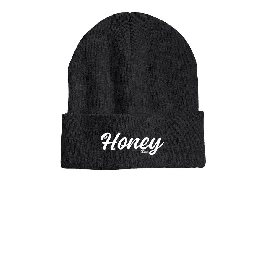 Honey Bean Beanie, a Heather Charcoal Printed Cuffed Beanie