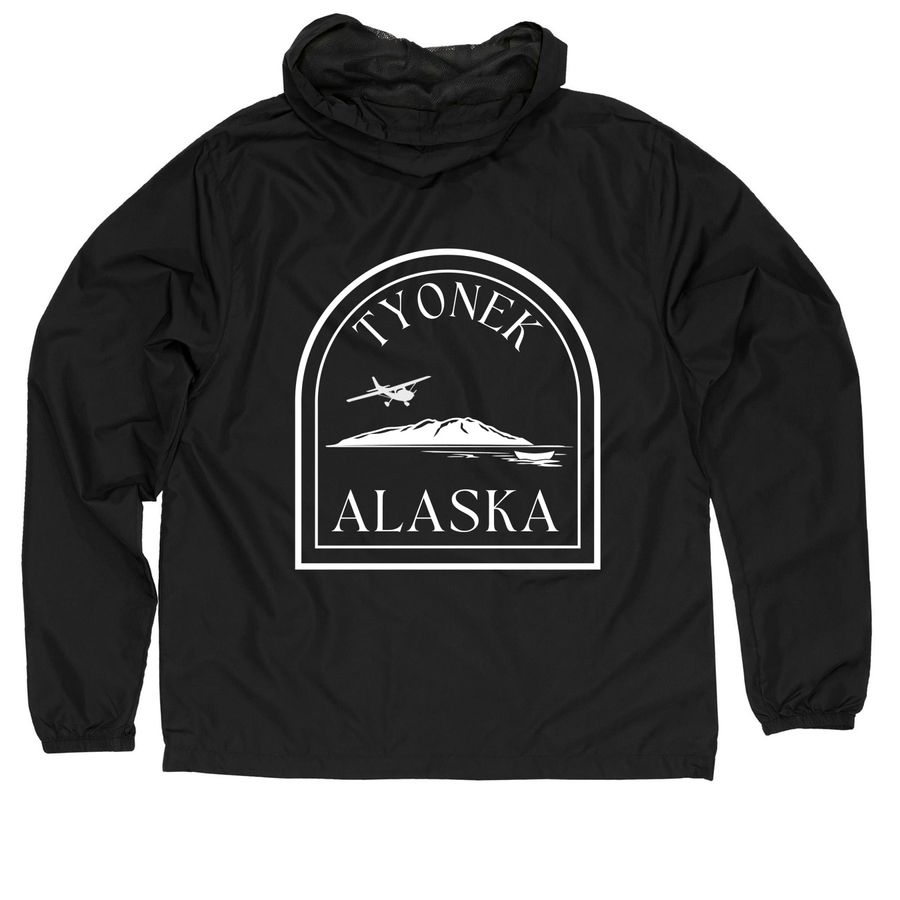 Tyonek Windbreaker!, a Black Quarter-Zip Windbreaker (back-view)
