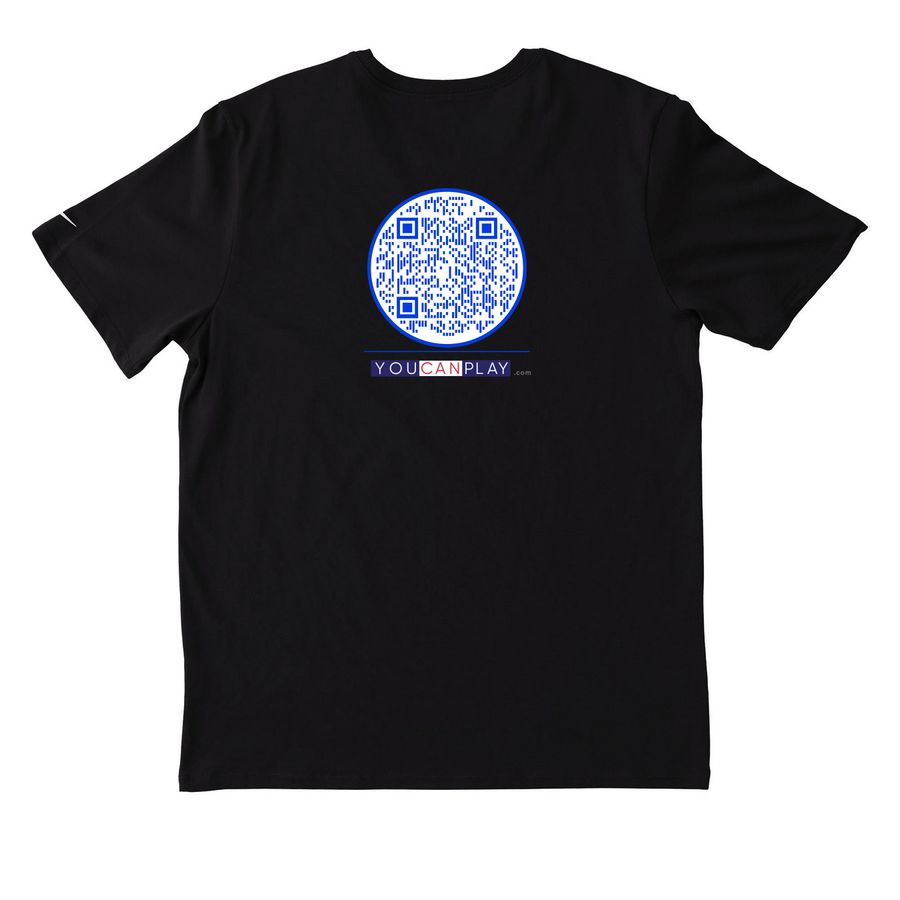 Play With Heart Campaign, a Black Nike Dri-FIT Jersey Blend Performance Tee (back-view)