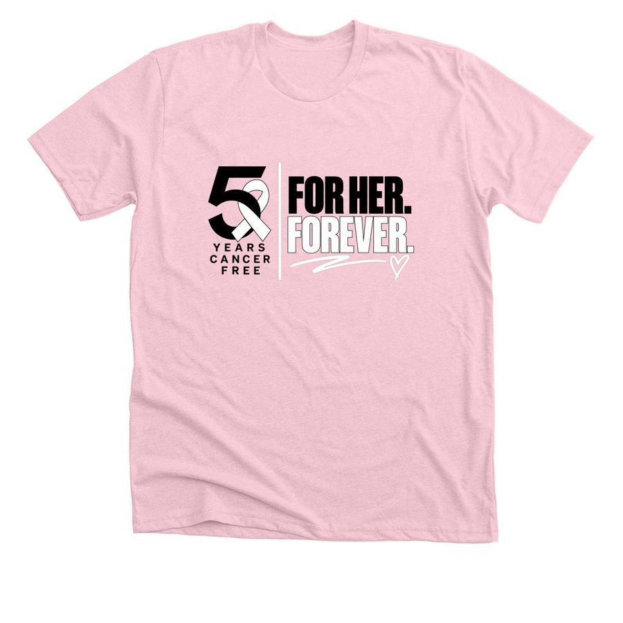 5 YEARS CANCER FREE - PINK, a Heather Pink Premium Unisex Tee