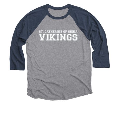 Vintage Varsity, a Vintage Navy and Premium Heather 3/4 Sleeve Baseball Tee