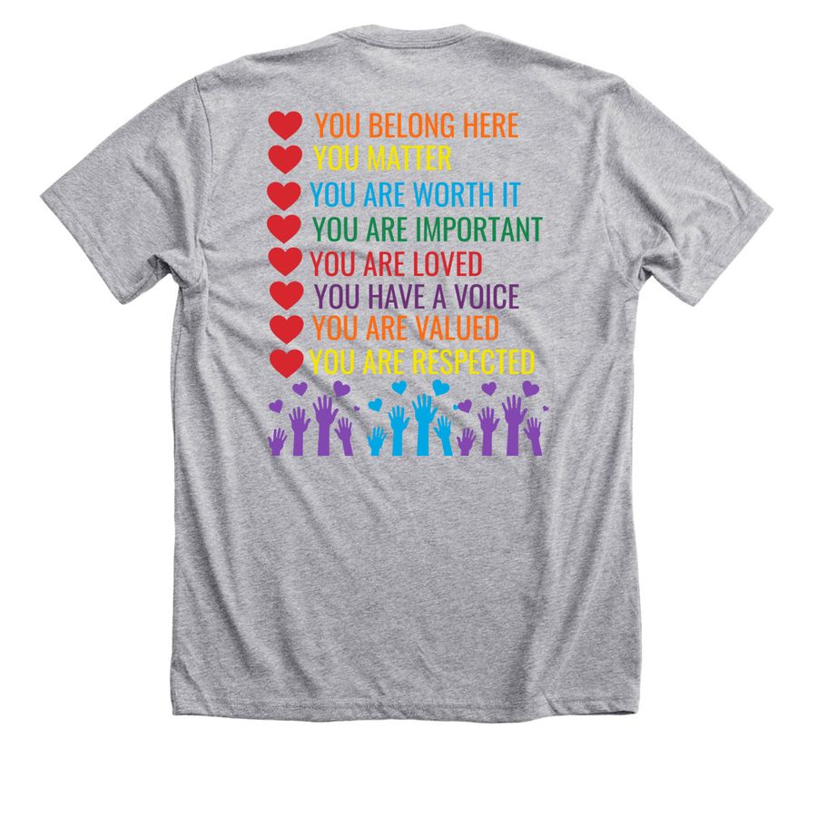 YOU BELONG AT WELLSTAR, a Athletic Heather Premium Unisex Tee (back-view)