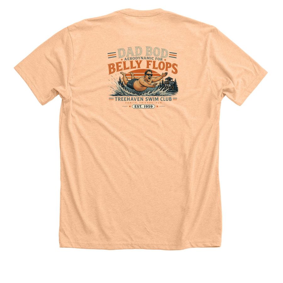 Belly Flop Team Tees, a Heather Peach Premium Unisex Tee (back-view)