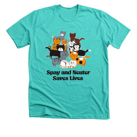 SPAY AND NEUTER SAVES LIVES, a Heather Sea Green Premium Unisex Tee