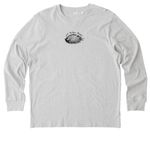 ytt Tribe Land Back, a Cool Heather Grey Stanley/Stella Unisex Creator 2.0 Long Sleeve Tee (back-view)