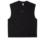Young Adults, a True Black Heavyweight Garment Dye Muscle Tee (back-view)