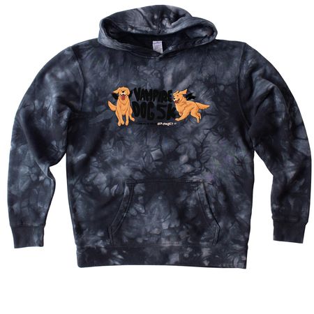 Vampire Dog 5K (Wings!), a Black Youth Tie Dye Pullover Hoodie