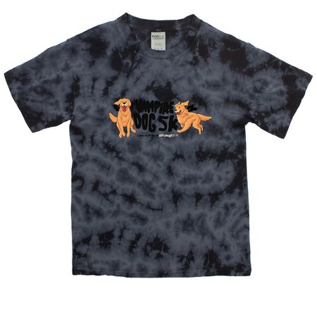 Vampire Dog 5K (Wings!), a Black Youth Crystal Tie Dye Tee