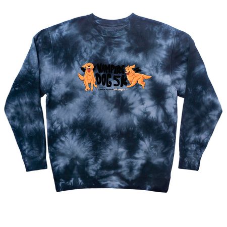 Vampire Dog 5K (Wings!), a Black Tie Dye Crewneck Sweatshirt
