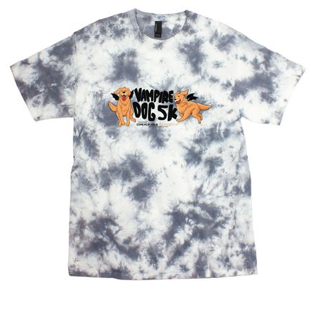 Vampire Dog 5K (Wings!), a Grey Crystal Tie Dye Tee