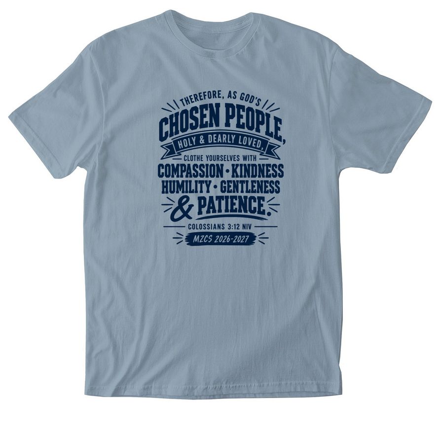 MZCS Bible Verse Apparel 26/27, a Stone Blue Softstyle Cotton Tee