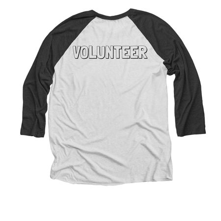 PPCR Baseball Volunteer Shirt&nbsp;, a Black and Heather White 3/4 Sleeve Baseball Tee (back-view)