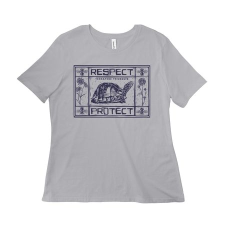 Respect. Protect., a Solid Athletic Grey Women?s Relaxed Cotton Tee