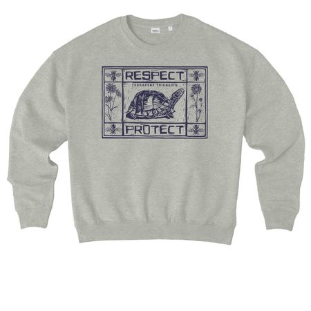 Respect. Protect., a Heather Grey Stanley/Stella Ledger Dry Crewneck Sweatshirt
