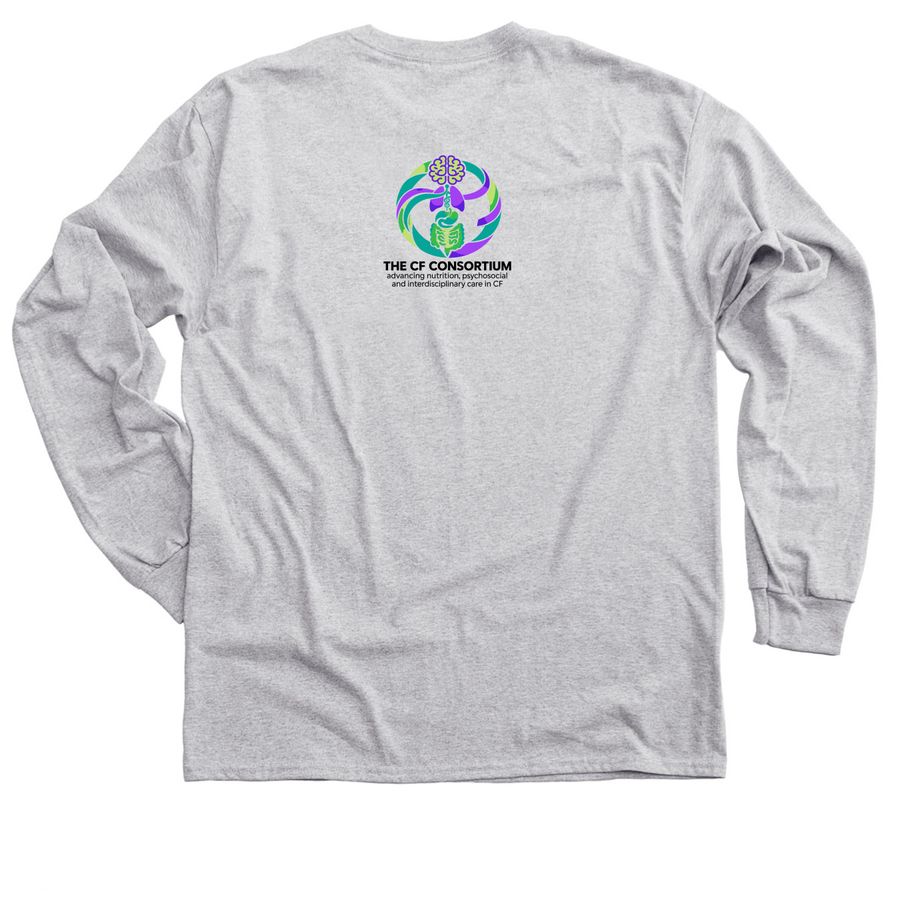 Human rights log sleeve, a Sport Grey Classic Long Sleeve Tee (back-view)