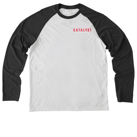 The Movement Tee, a Space Black/ Bright White Allmade Eco Triblend Colorblock Raglan Long Sleeve Tee