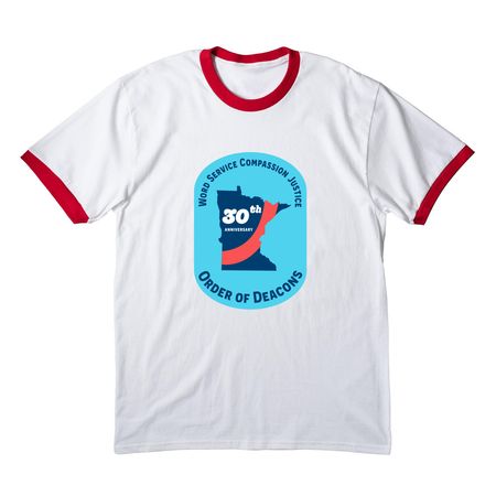 Order of Deacons, a White/ Red Cotton Ringer Tee
