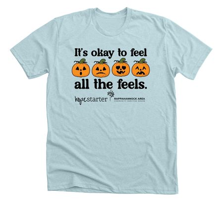 Feel the feels, a Heather Ice Blue Premium Unisex Tee