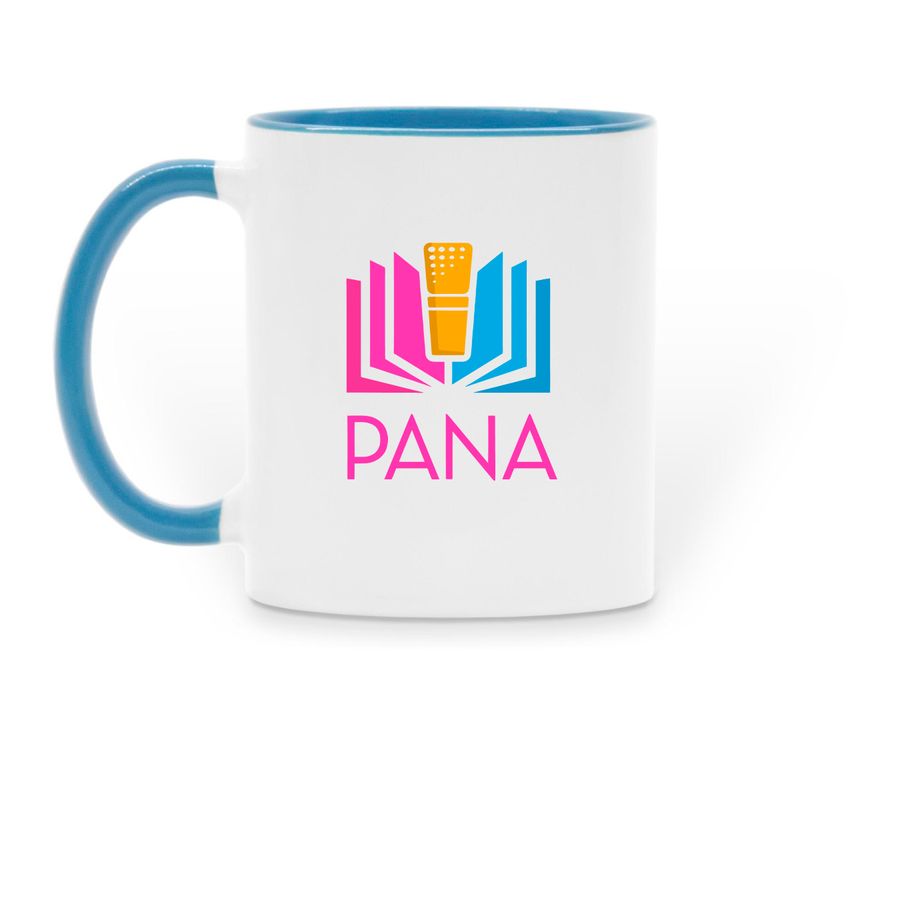 Blue Human Voice Mug, a Light Blue Two-Tone Ceramic Mug (back-view)