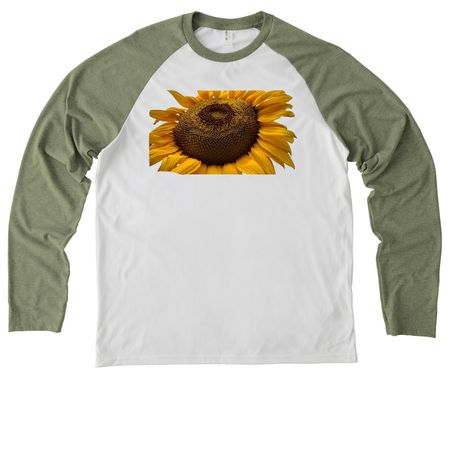 Sunflower, a Olive You Green/ Bright White Allmade Eco Triblend Colorblock Raglan Long Sleeve Tee