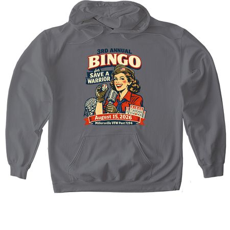 Millersville VFW 7294 3rd Annual Bingo, a Charcoal Gildan Softstyle Pullover Hoodie