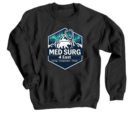 4E MED SURG, a Black Crewneck Sweatshirt