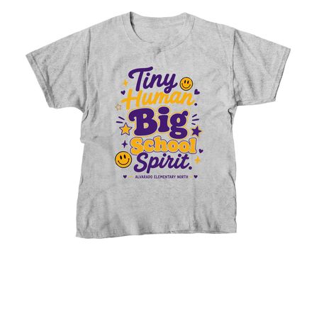 Tiny Human Big Spirit Kids Tee, a Sport Grey Youth Unisex Tee