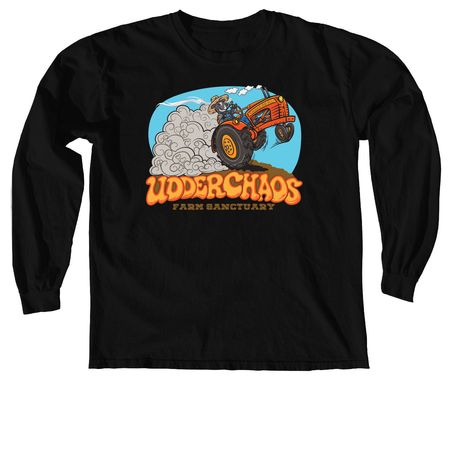 Peace Love and Tractors, a Black Comfort Colors Long Sleeve Tee