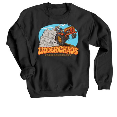 Peace Love and Tractors, a Black Crewneck Sweatshirt