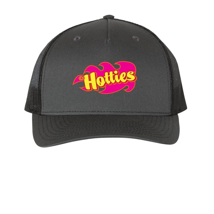 Hottie PINK Trucker Hat, a Charcoal/ Black Printed Five-Panel Trucker Cap