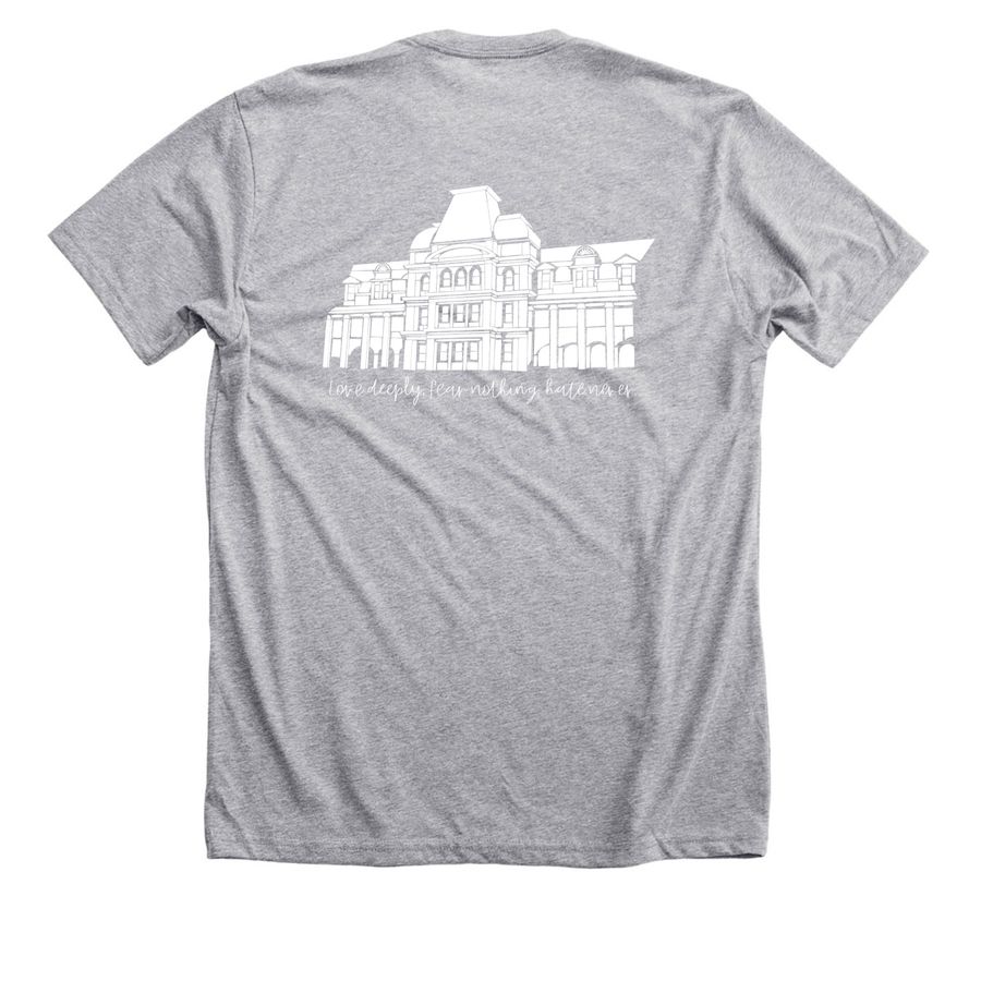 Pearce Auditorium Shirts, a Athletic Heather Premium Unisex Tee (back-view)