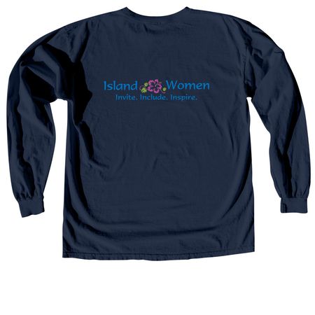 Island Women Long Sleeve Shirts, a True Navy Comfort Colors Long Sleeve Tee (back-view)