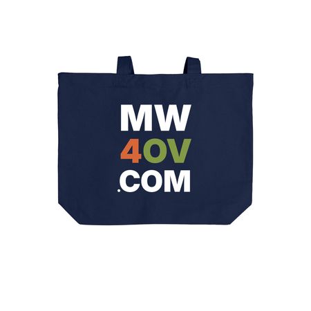 MW4OV Tote Bag, a River Blue Navy Cotton Canvas Tote Bag (back-view)