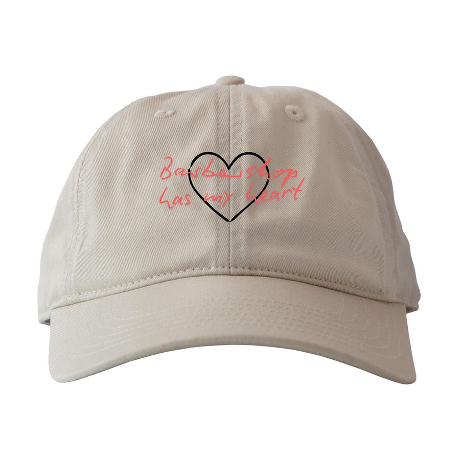 Barbershop has my heart! Baseball Cap, a Oyster Printed Eco Baseball Cap
