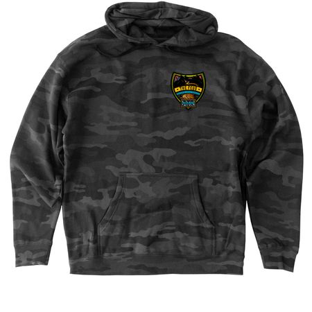 The Feud x Bronco Clubs, a Black Camo Heavyweight Camo Pullover Hoodie