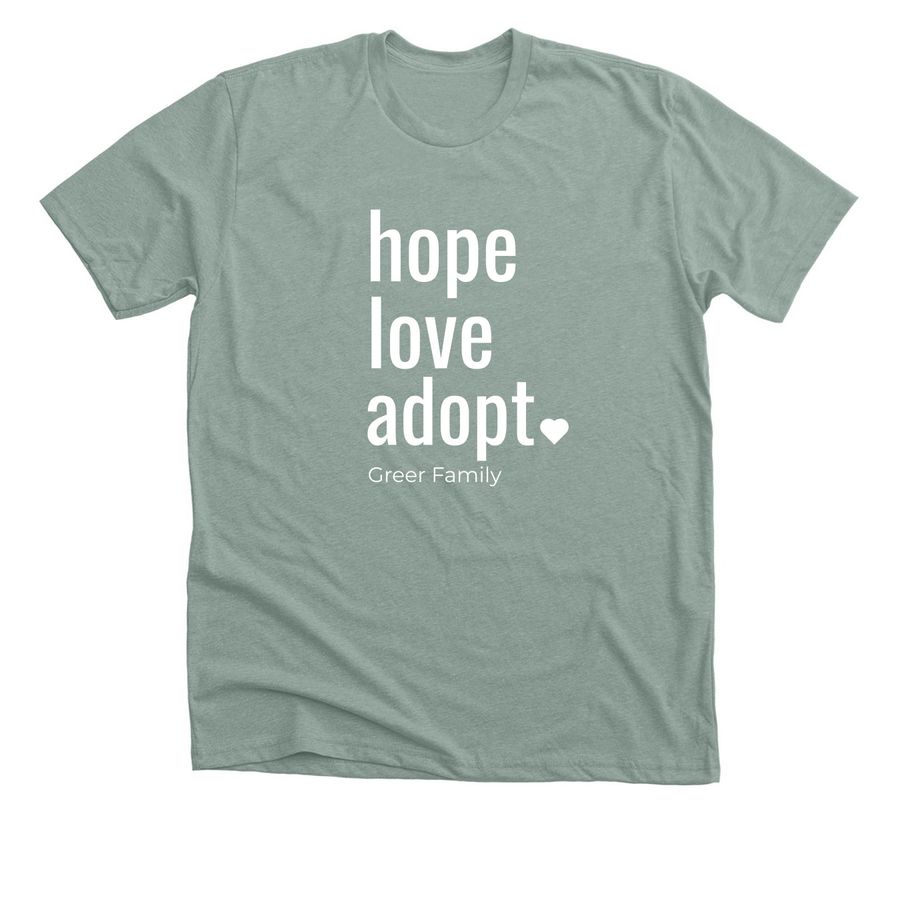 Greer Family Adoption Fundraiser, a Heather Sage Premium Unisex Tee