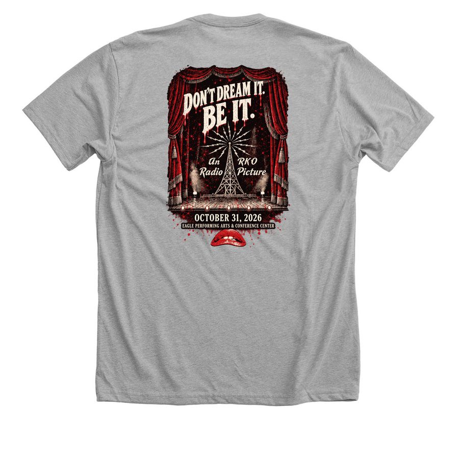 VP Rocky Horror 2026, a Athletic Heather Premium Unisex Tee (back-view)