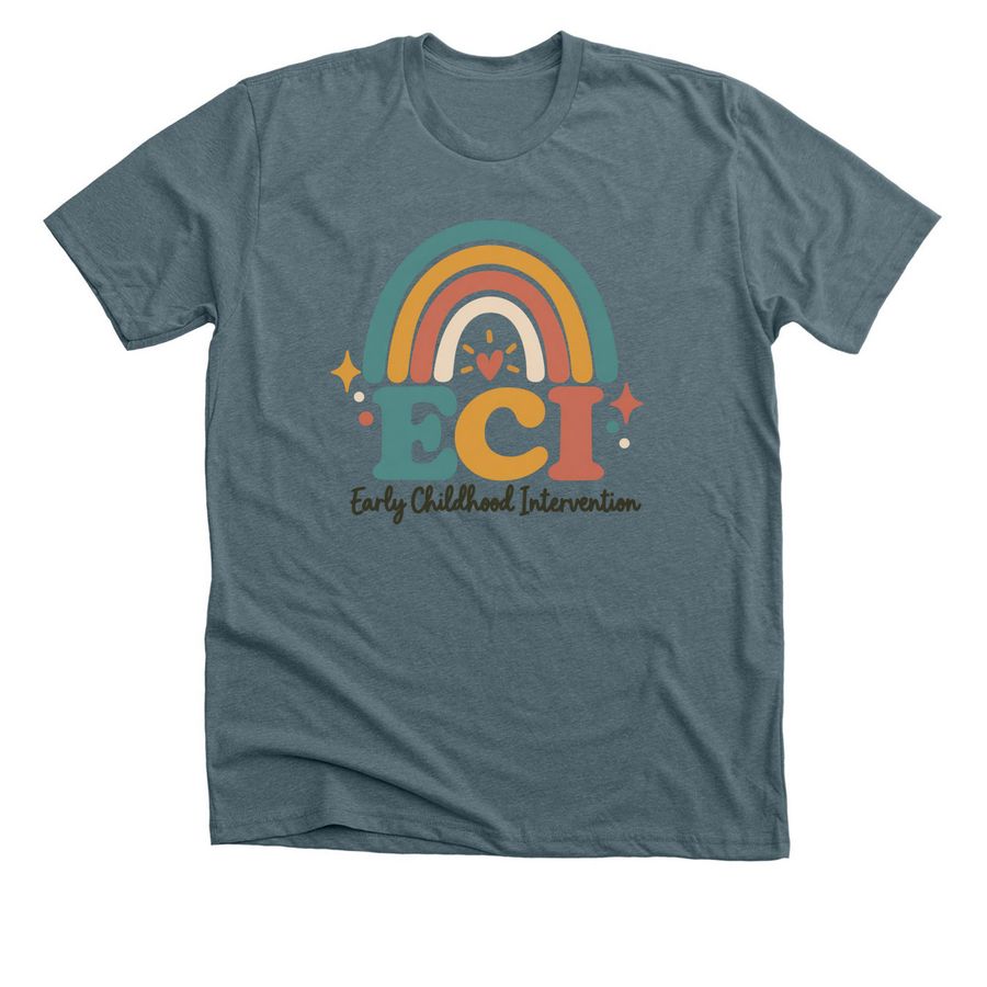 ECI - Rainbow, a Heather Slate Premium Unisex Tee