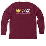 Food Bank Classic Logo, a Heather Cardinal Premium Long Sleeve Tee (back-view)