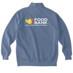 Food Bank Classic Logo, a Blue Jean Comfort Colors Quarter Zip Pullover (back-view)