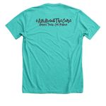 #TillyStrong, a Heather Sea Green Premium Unisex Tee (back-view)