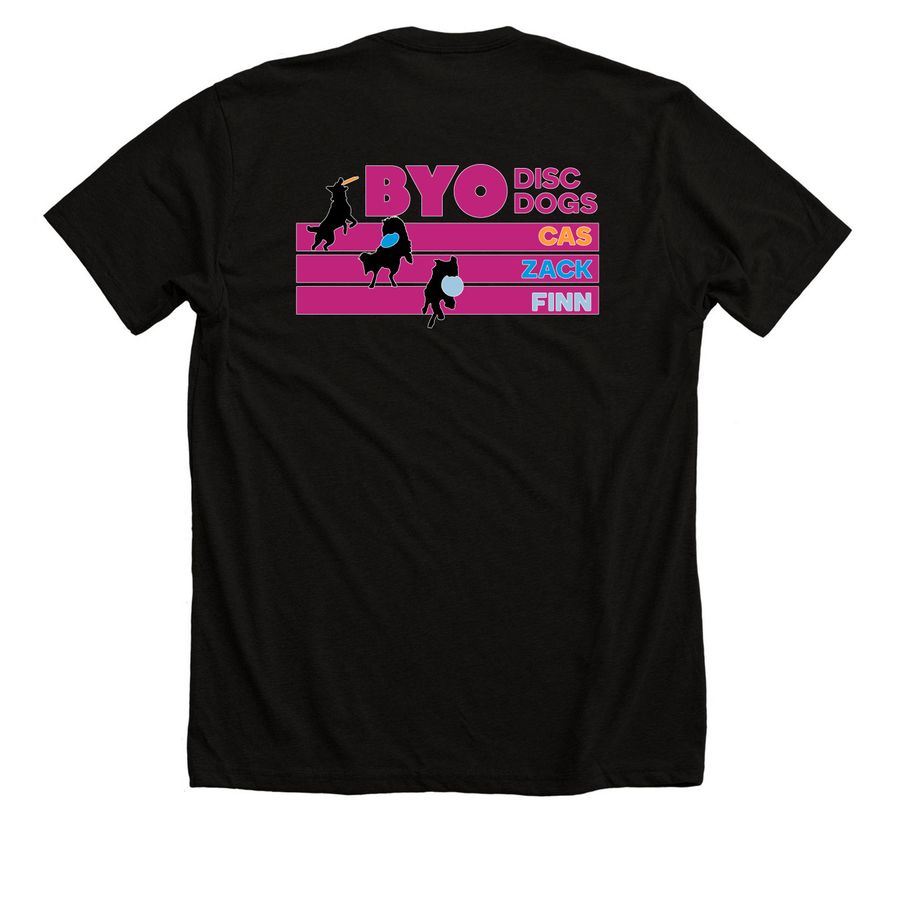 BYO (Outline - Dark - Back with Large Front), a Solid Black Blend Premium Unisex Tee (back-view)