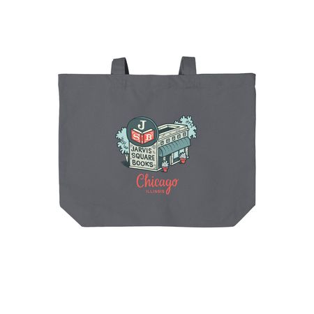 Cotton Canvas Illustrated Tote, a Storm Grey Cotton Canvas Tote Bag