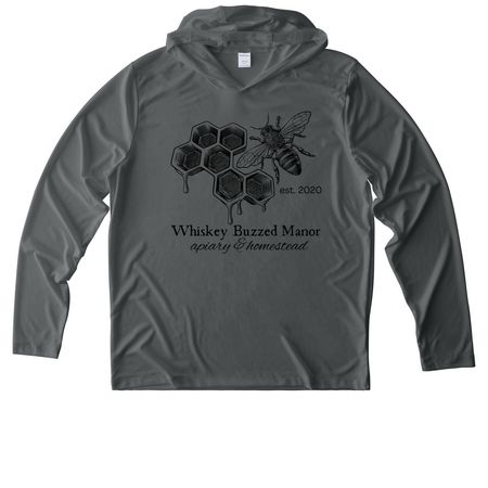 Whiskey Buzzed Manor, a Dark Smoke Grey UV Performance Long Sleeve Hoodie