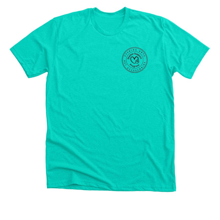 Shelter Support Program Shirt, a Heather Sea Green Premium Unisex Tee