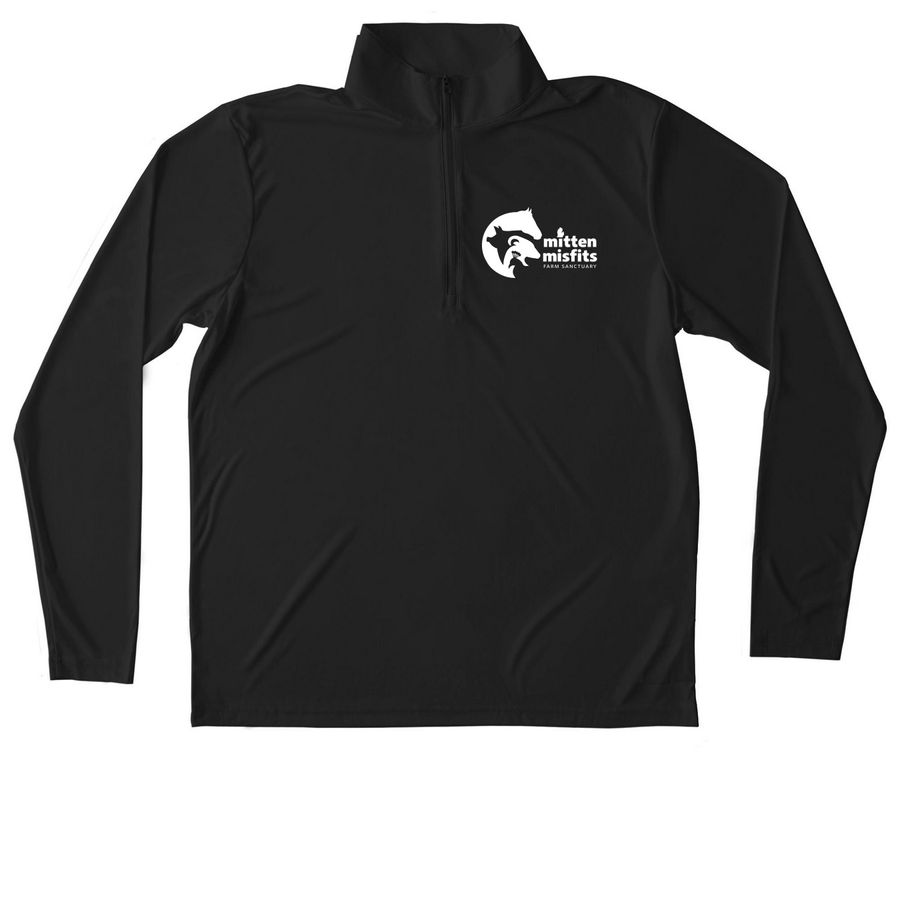 Mitten Misfits Performance Pull Over, a Black Unisex Performance Quarter Zip Pullover