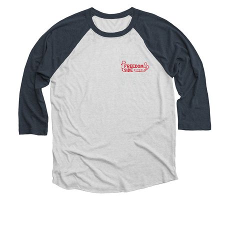 FSS- Wide Logo, a Indigo and Heather White 3/4 Sleeve Baseball Tee