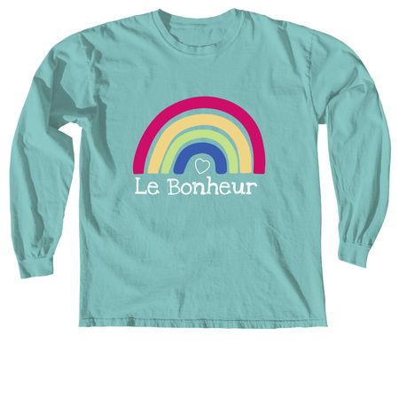 Le Bonheur Rainbow, a Chalky Mint Comfort Colors Long Sleeve Tee