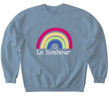 Le Bonheur Rainbow, a Stone Blue Softstyle Crewneck Sweatshirt