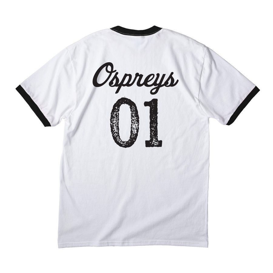 Ospreys 01, a White/ Jet Black Cotton Ringer Tee